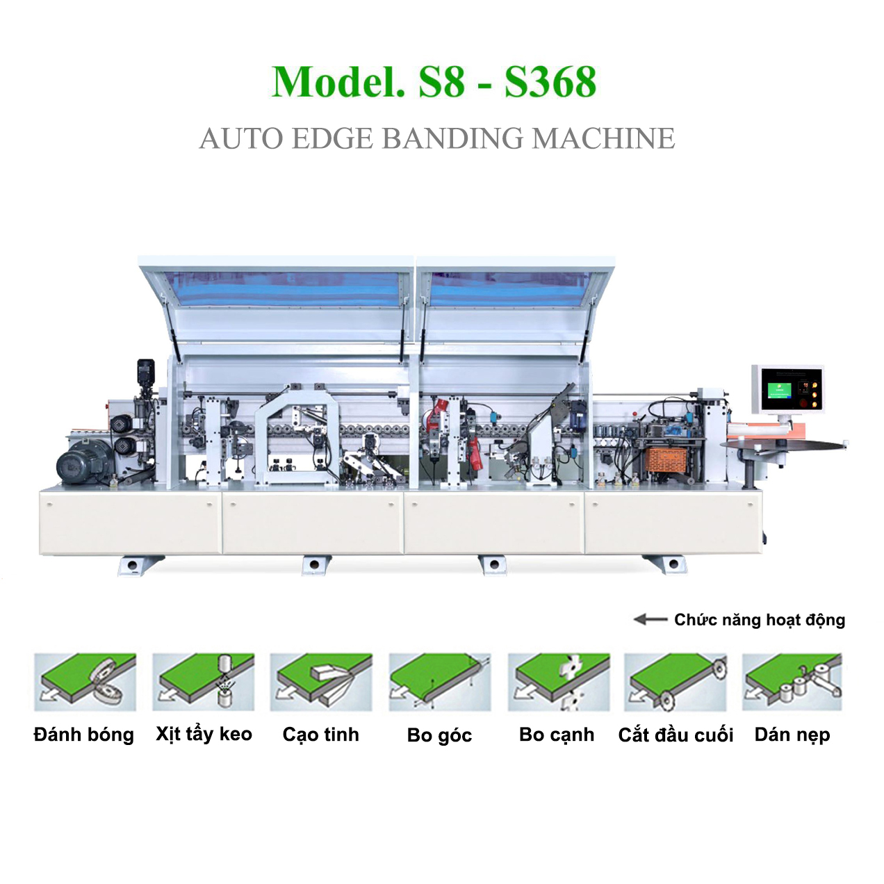 Máy dán cạnh tự động 7 chức năng  S8 - S368